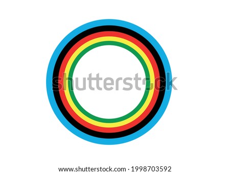 Multi-colored rings on a white background.