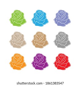 Multicolored rosebuds on a white background