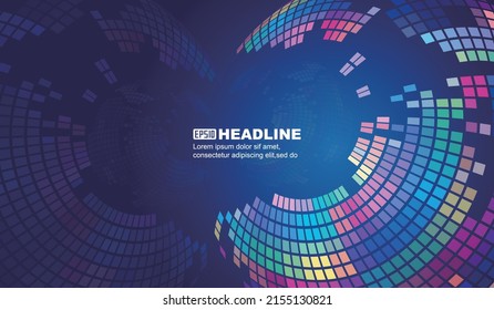 Multicolored rotating blocks of science fiction scene vector background