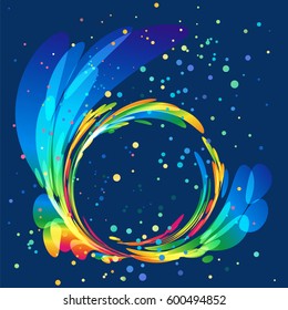 Multicolored round abstract element on blue background