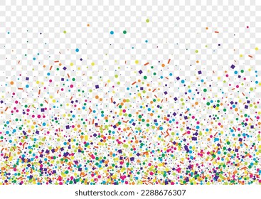 Multicolored Round Background Transparent Vector. Dot Celebration Design. Colorful Flying. Rainbow Polka Festive. Element Geometric Card.