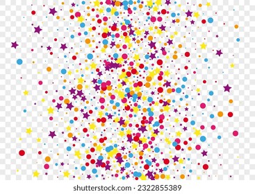 Multicolored Round Background Transparent Vector. Element Celebrate Texture. Rainbow Festive. Colorful Confetti Fiesta. Polka Geometric Design.