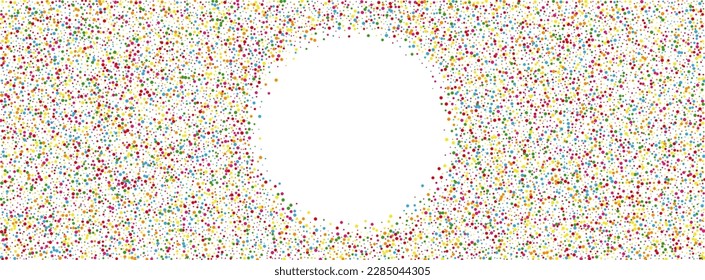 Multicolored Round Background White Vector. Dot Celebrate Frame. Bright Group. Colorful Geometric Anniversary. Element Top Design.
