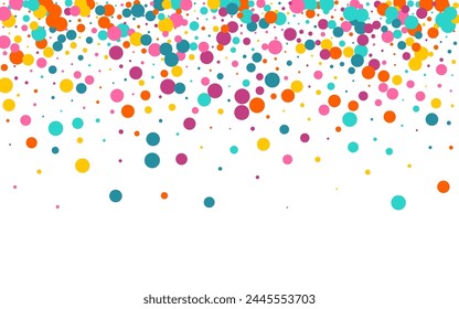 Multicolored Round Carnaval Vector White Background. FallingFestive Circle Texture. Independence Dot Illustration. Bright Polka Celebration Design.