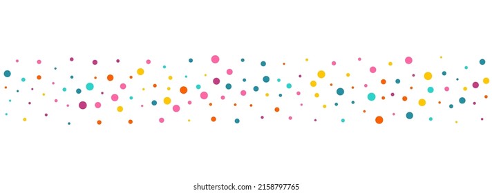 Multicolored Round Carnival Vector Panoramic White Background. Transparent Rain Design. FallingFestive Polka Backdrop. Bright Dot Decoration Illustration.