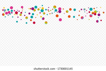 Multicolored Round Celebrate Transparent Background. Gradient Carnival Confetti Illustration. Effect Pattern. Colorful Christmas Invitation.