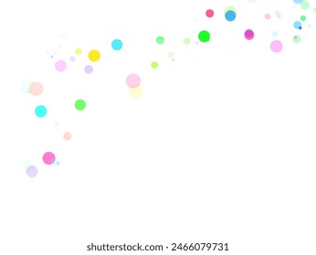 Multicolored Round Celebration Vector Panoramic White Background. Independence Rain Background. Flying Polka Banner. Bright Circle Effect Wallpaper.