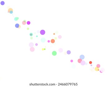 Multicolored Round Celebration Vector Panoramic White Background. Independence Rain Background. Flying Polka Banner. Bright Circle Effect Wallpaper.