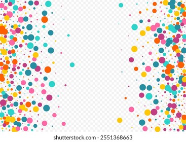 Multicolored Round Christmas Vector Transparent Background. Decoration Polka Card. Invitation Dust Banner. Rainbow Circle Carnaval Backdrop.