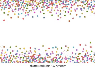 Multicolored round confetti splash isolated on white background. Colorful Party Background with round Confetti. Vector illustration