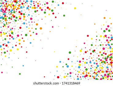 Multicolored Round Party Texture. Circle Creative Background. Frame Confetti Illustration.