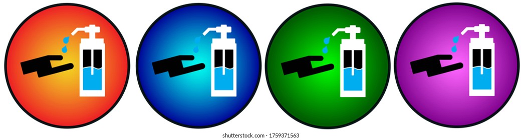 Multicolored Round Shape Hand Wash Gel Icon,Vector illustration.