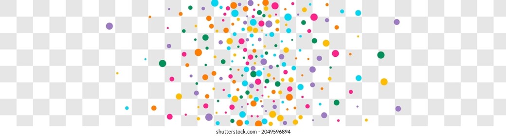 Multicolored Round Transparent Vector Panoramic Transparent Background. Top Polka Invitation. Invitation Dust Postcard. Bright Circle Flying Card.