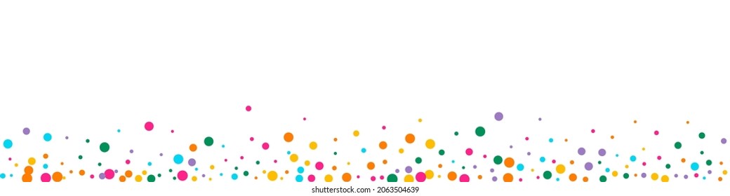 Multicolored Round Transparent Vector Panoramic Background. Decoration Circle Wallpaper. Top Confetti Postcard. Rainbow Rain Effect Illustration.