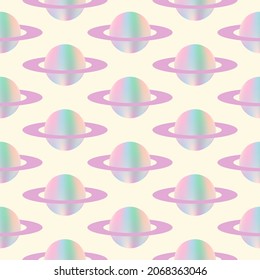 Multicolored saturn seamless pattern vector art.