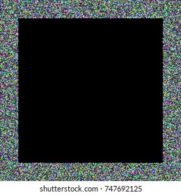 Multicolored scattered chaotically confetti on a black background. Luxury festive background. Element of design. It is suitable for postcards, banners, posters. Vector illustration, EPS 10.