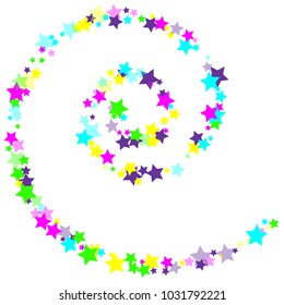 Multicolored scattered chaotically confetti-stars on white. Luxury festive background. Element of design. It is suitable for business cards, banners, posters. Vector illustration, EPS 10.