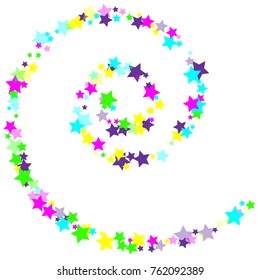 Multicolored scattered chaotically confetti-stars on white. Luxury festive background. Element of design. It is suitable for business cards, banners, posters. Vector illustration, EPS 10.