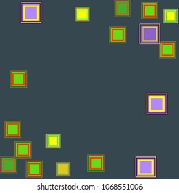 Multicolored scattered squares in the form of frames and figures