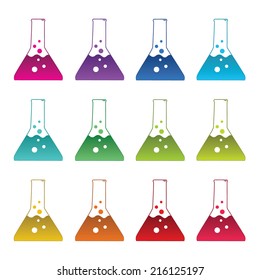 Multicolored Scientific Beaker Flask Set, Rainbow Colors