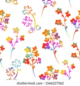 Multicolored seamless background of flowers. Vector illustration