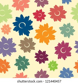 Multicolored seamless background with many sketchy flowers (EPS 8)