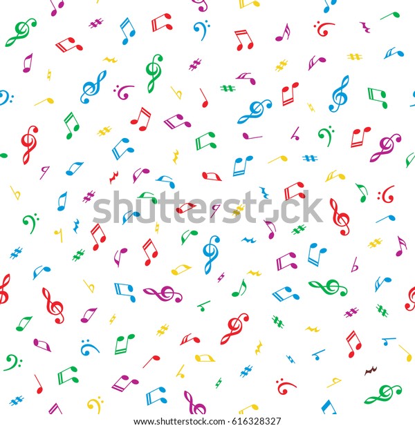 Multicolored Seamless Background Music Notes Graphic Stock Vector ...