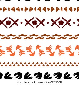 Multicolored seamless ethnic background handmade. Cute abstract drawing. Vector illustration.