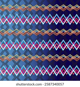 Multicolored seamless geometric pattern blue gradient background