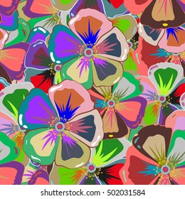 Multicolored seamless pattern with flowers. Floral watercolor seamless background. Multicolor vector textile print for bed linen, jacket, package design, fabric and fashion concepts.