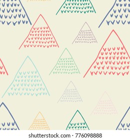 Multicolored seamless pattern with mountains.