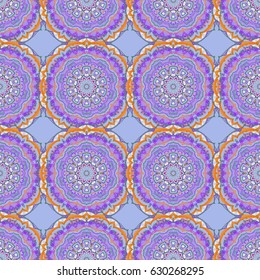 Multicolored seamless pattern on a blue background. Vector luxury multicolor pattern.