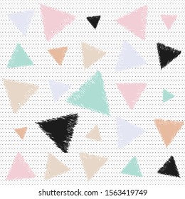Multi-colored seamless pattern with triangles. Decorative vector illustration.
