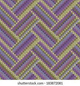 Multicolored Seamless Spring Knitted Pattern. Green Lilac Color Swatch