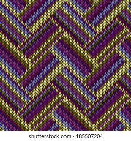Multicolored Seamless Spring Knitted Pattern. Green Blue Red Lilac Color Swatch