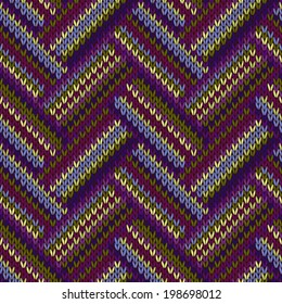 Multicolored Seamless Spring Knitted Pattern. Green Lilac Color