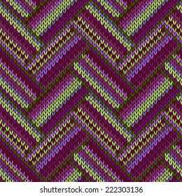 Multicolored Seamless Spring Knitted Pattern. Green Lilac Color