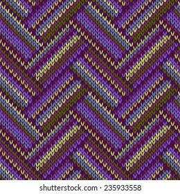 Multicolored Seamless Spring Knitted Pattern. Green Lilac Color