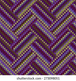 Multicolored Seamless Spring Knitted Pattern. Green Lilac Color