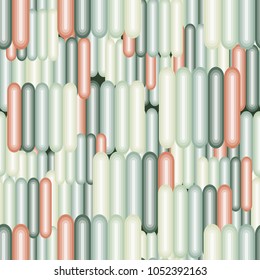 Multi-colored seamless texture. Groups of rounded cylinders are located in a mess. Unique camouflage.