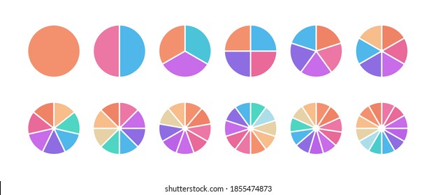 Multicolored Segmented Circle Set. Pie Chart For Business Infographic
