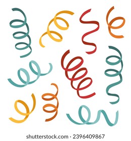 Multicolored serpentine ribbons isolated on a white background.