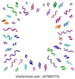 Multicolored serpentine set. Vector pink, violet, red, blue serpantine pieces isolated on white background. Place for text in center.