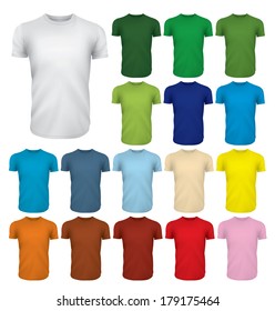 A multicolored set of blank tshirt templates