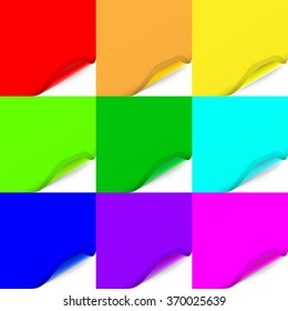 Multicolored Set of Curled Paper  Sheets
