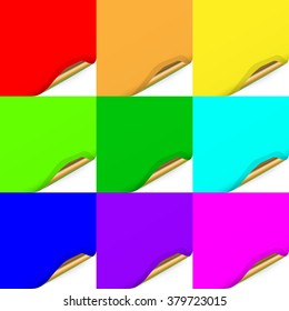 Multicolored Set of Curled Paper  Sheets