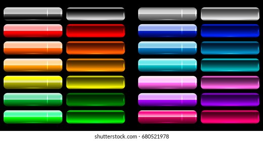 Multicolored Set of Glossy Web Buttons. 3D Vector Illustration