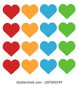 Multicolored set of hearts. Love