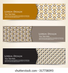 multicolored set of horizontal banners templates with tribal pattern. Vector illustration
