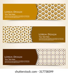 multicolored set of horizontal banners templates with tribal pattern. Vector illustration
